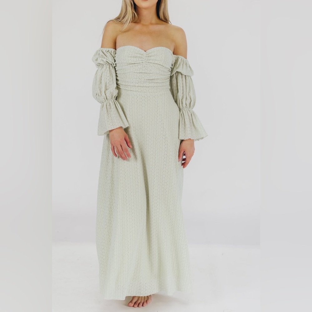 Worth Off-Shoulder Maxi Dress in Pale Sage